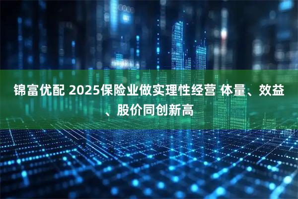 锦富优配 2025保险业做实理性经营 体量、效益、股价同创新高