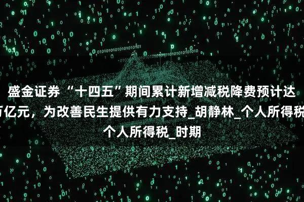 盛金证券 “十四五”期间累计新增减税降费预计达105万亿元，为改善民生提供有力支持_胡静林_个人所得税_时期
